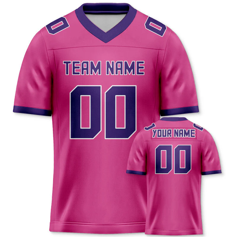 Custom Pink Purple Mesh Authentic Football Jersey