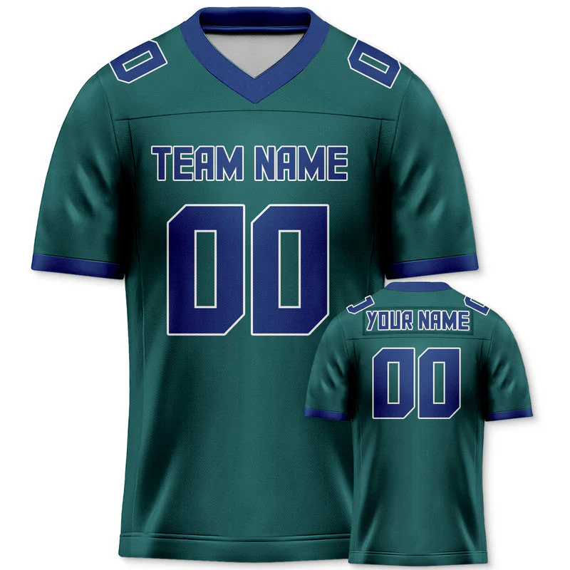 Custom Aqua Royal Mesh Authentic Football Jersey