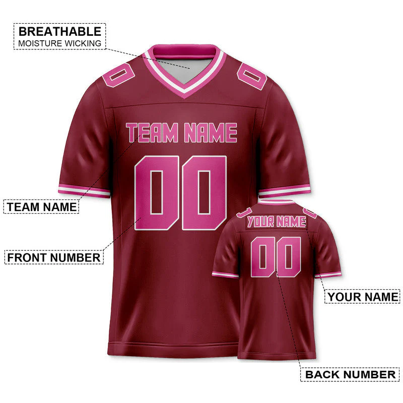 Custom Crimson Pink Mesh Authentic Football Jersey
