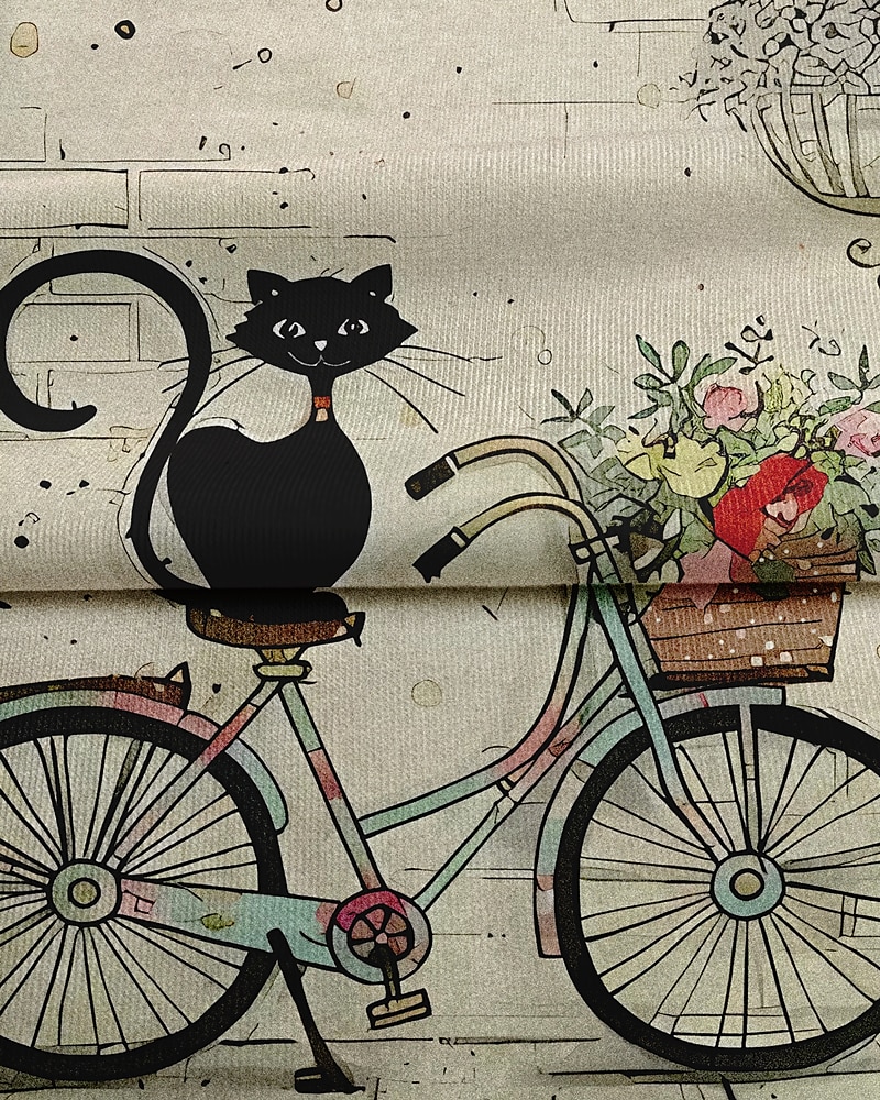 Floral Cat Print Short Sleeve Tee